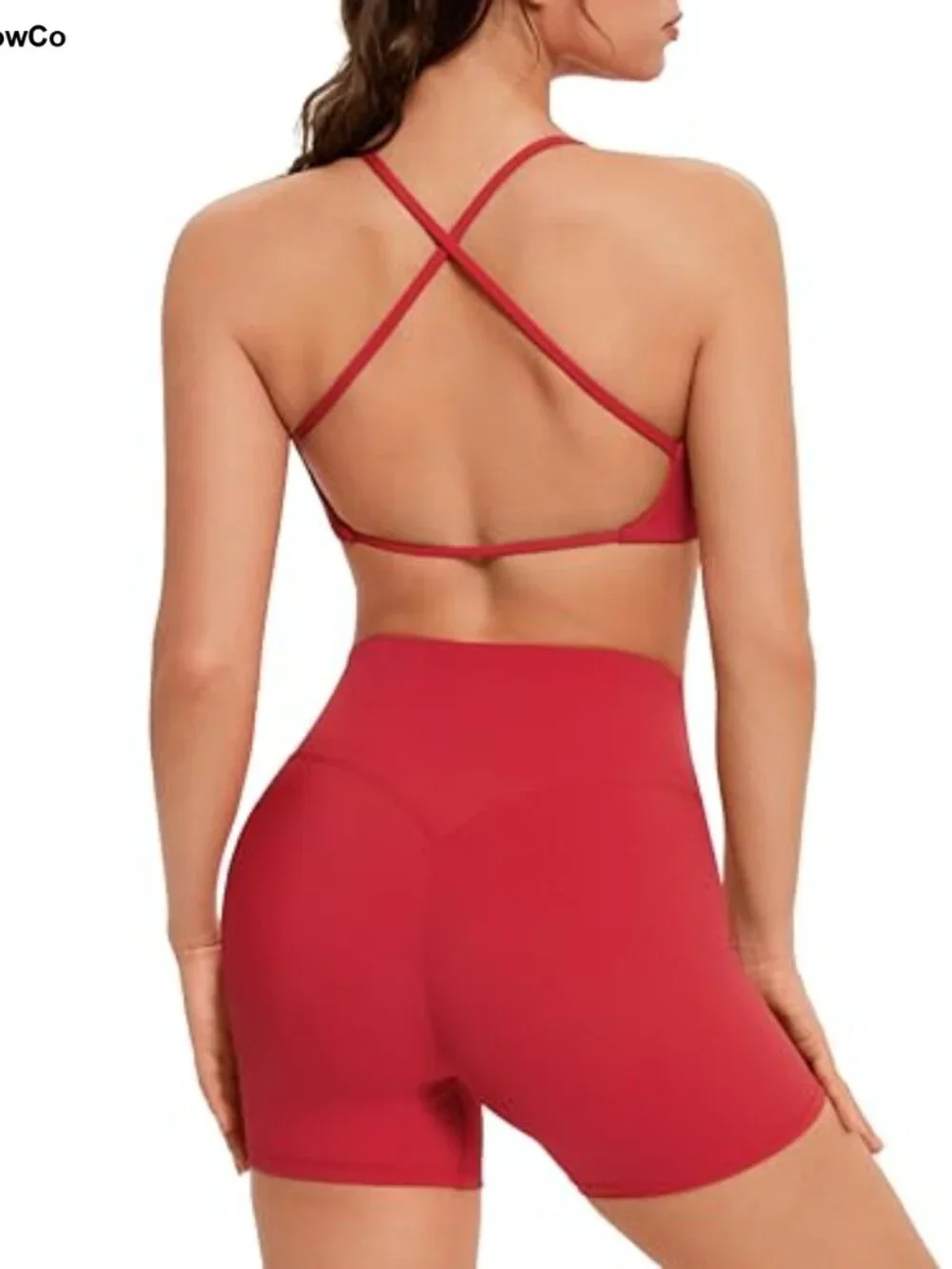 2pc Strappy Sports Bra Scrunch Biker Shorts Set